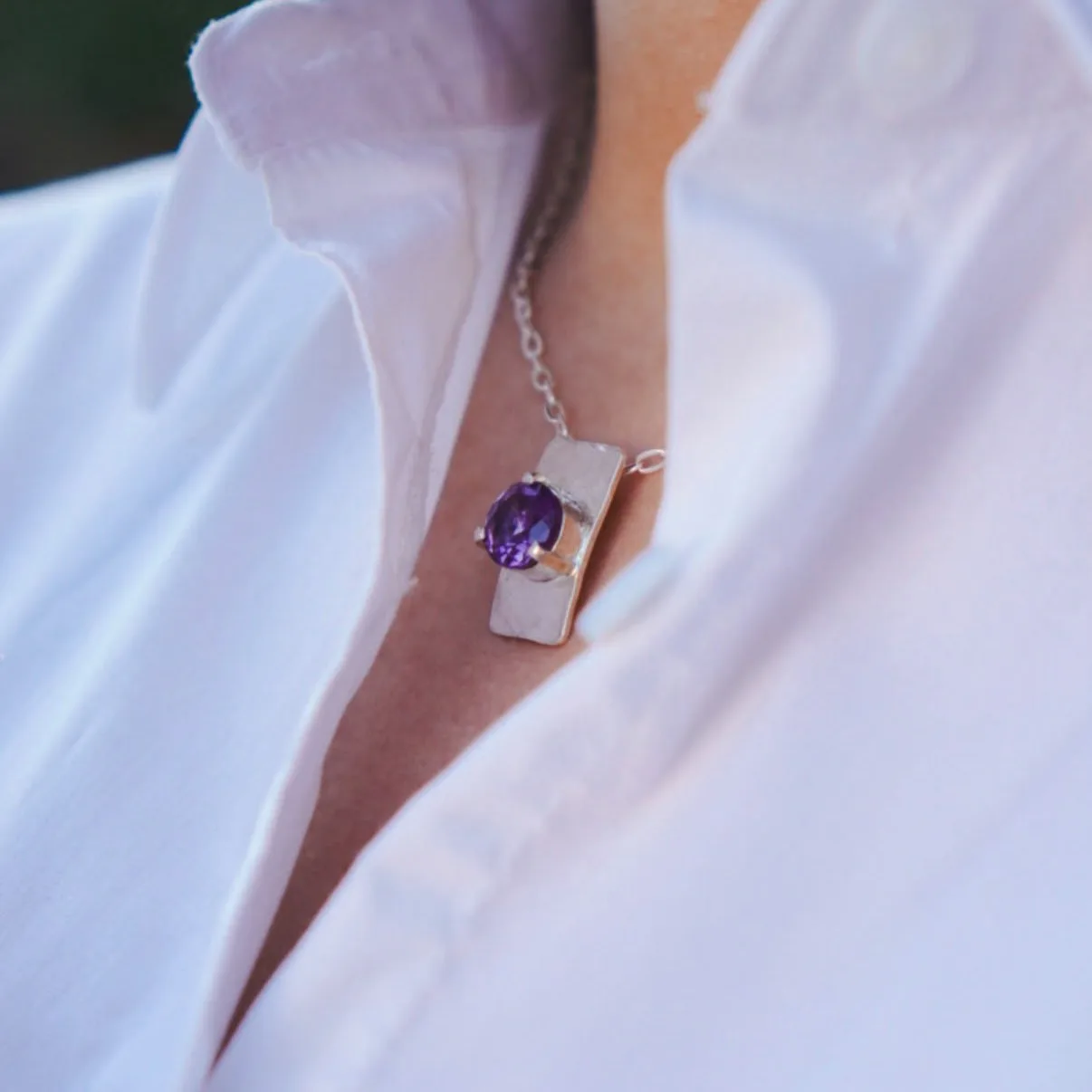 Cadena Amatista Noble en Plata 925 - Imagen 3