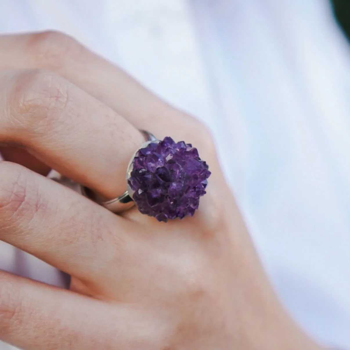 Anillo Roseta de Amatista en Plata 925
