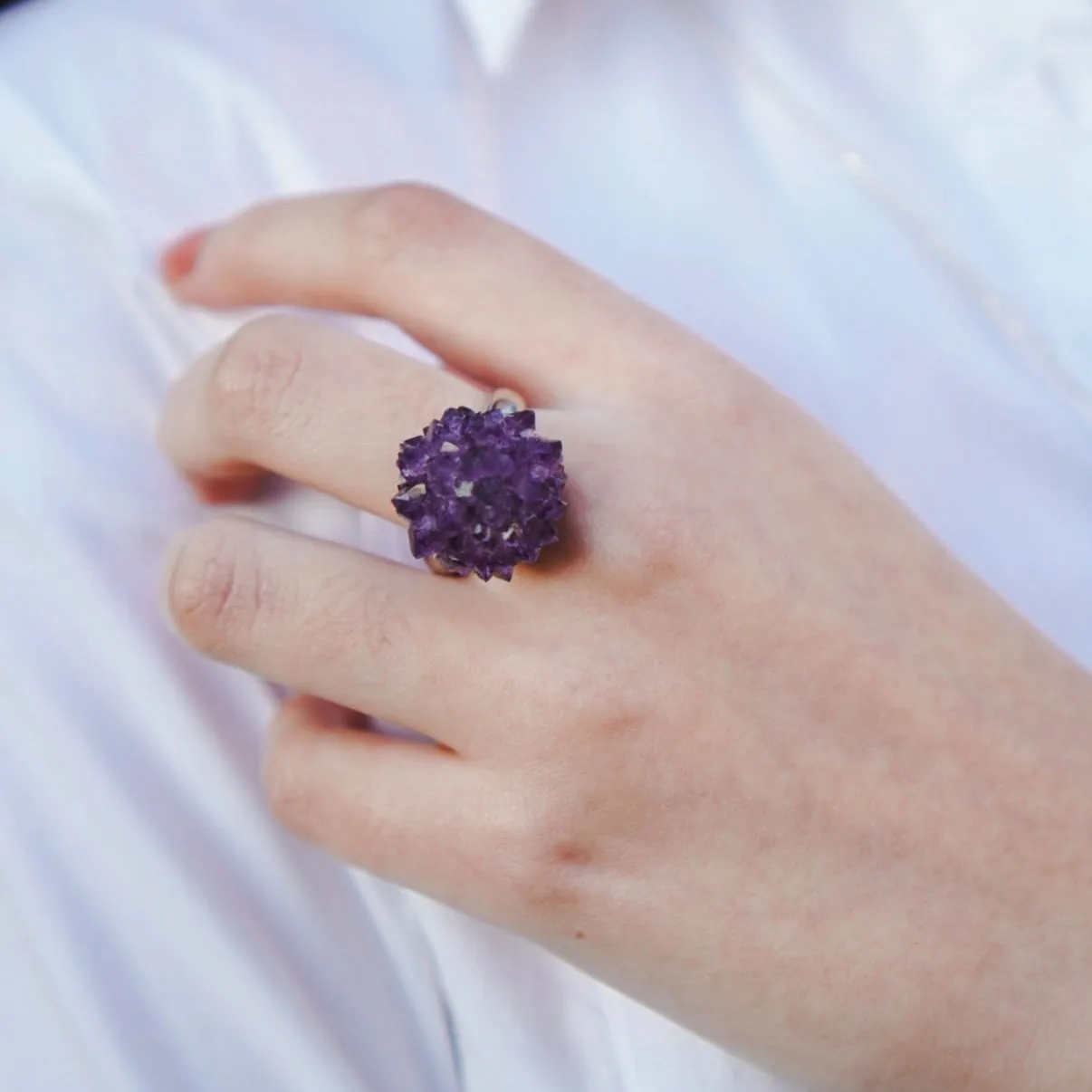 Anillo Roseta de Amatista en Plata 925 - Imagen 3