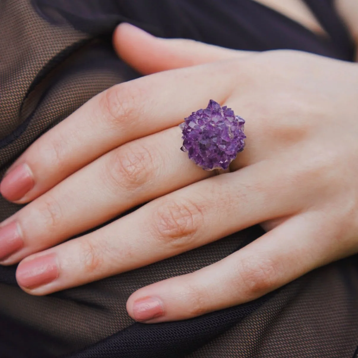 Anillo Roseta de Amatista en Plata 925 - Imagen 2