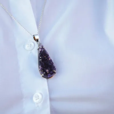 Cadena Esencia de Druza de Amatista en Plata 925
